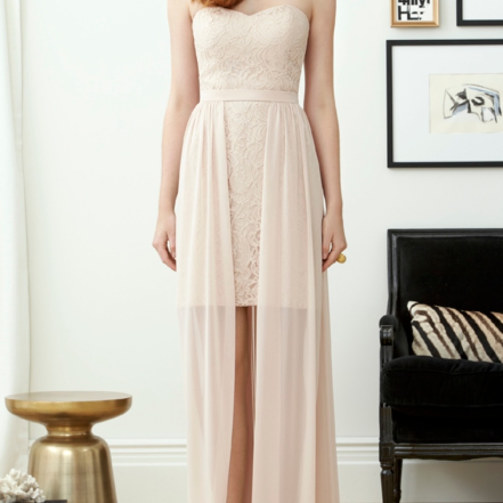 Over skirt blush gown